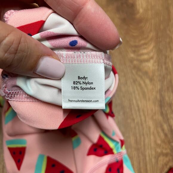 Hanna Andersson Girls Pink Red Watermelon Long Sleeve Rash Guard Size 18-24M - Picture 4 of 6